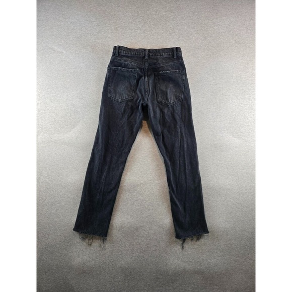 Free People Vixen High‎ Rise Straight Distressed Jeans Black 27 Raw Hem PUNK - Picture 3 of 11